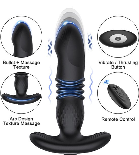 Retractable Vibrating Anal Plug - Wearable Unisex with Remote Control