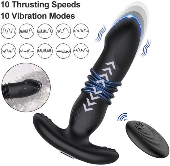 Retractable Vibrating Anal Plug - Wearable Unisex with Remote Control