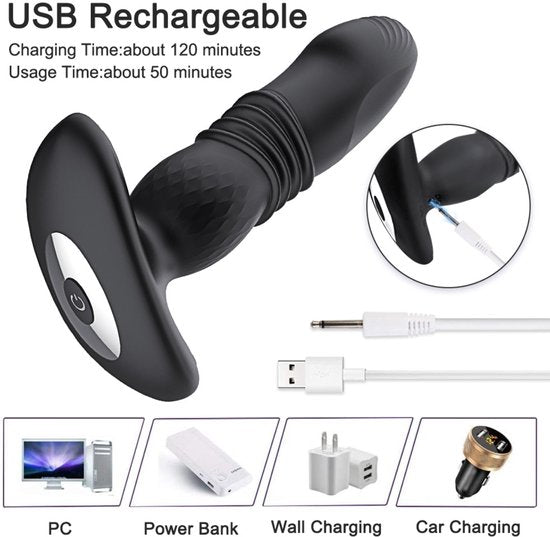Retractable Vibrating Anal Plug - Wearable Unisex with Remote Control