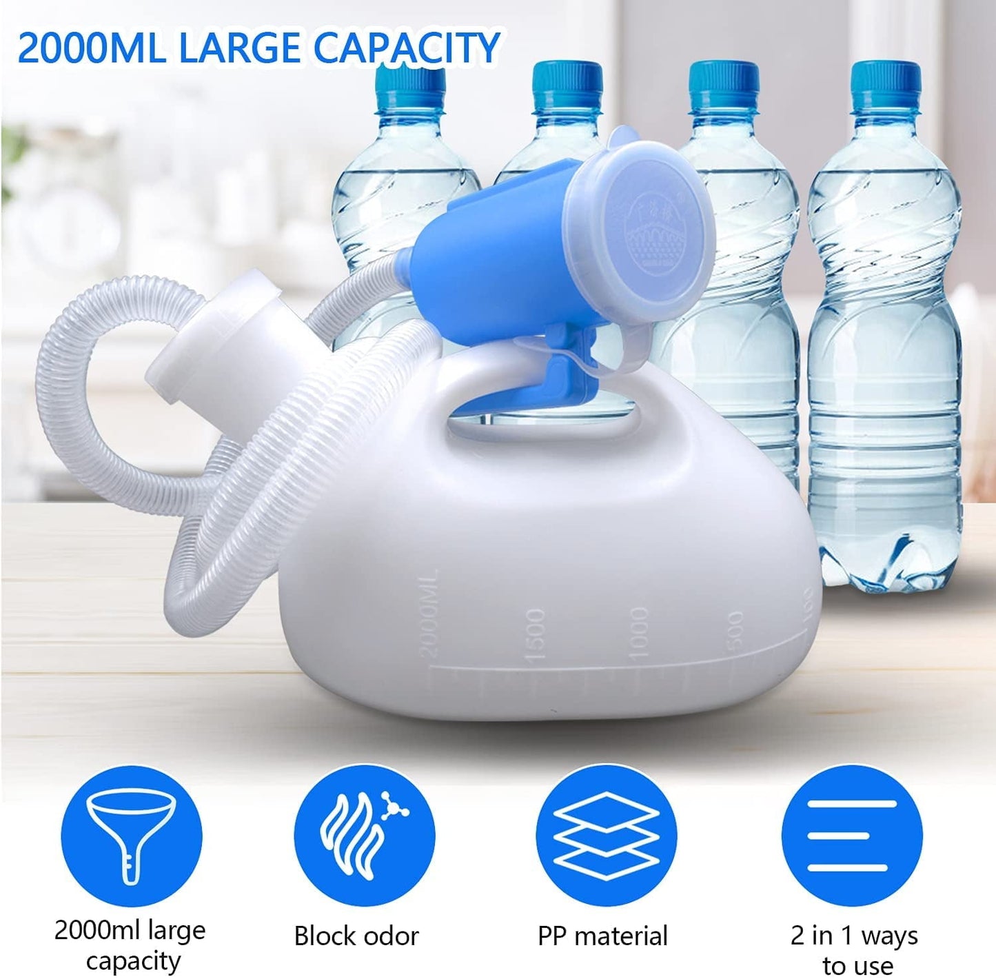 Male Urinal with Lid - Portable Pee Container for Camping Car & Hospital Use