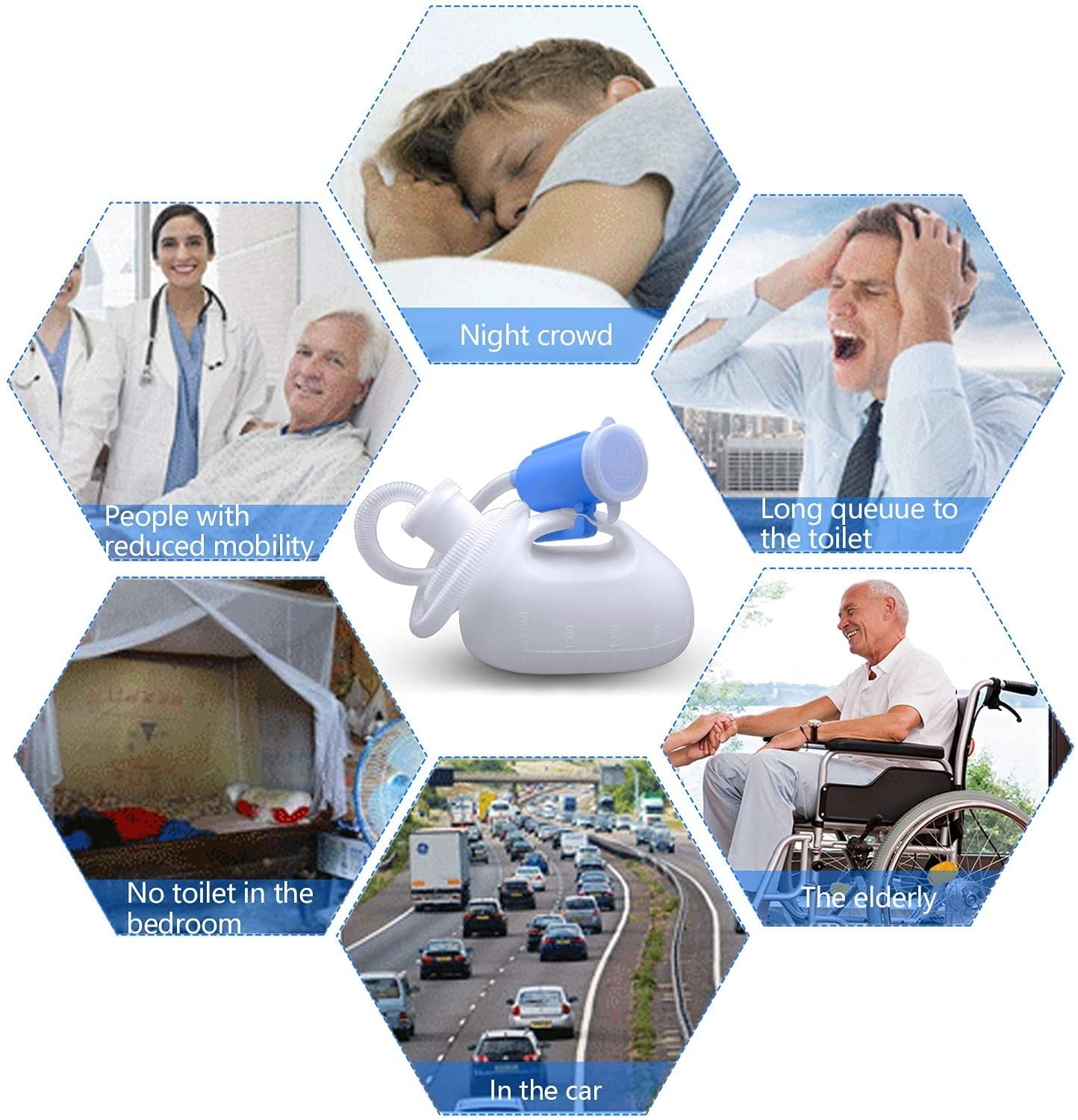 Male Urinal with Lid - Portable Pee Container for Camping Car & Hospital Use
