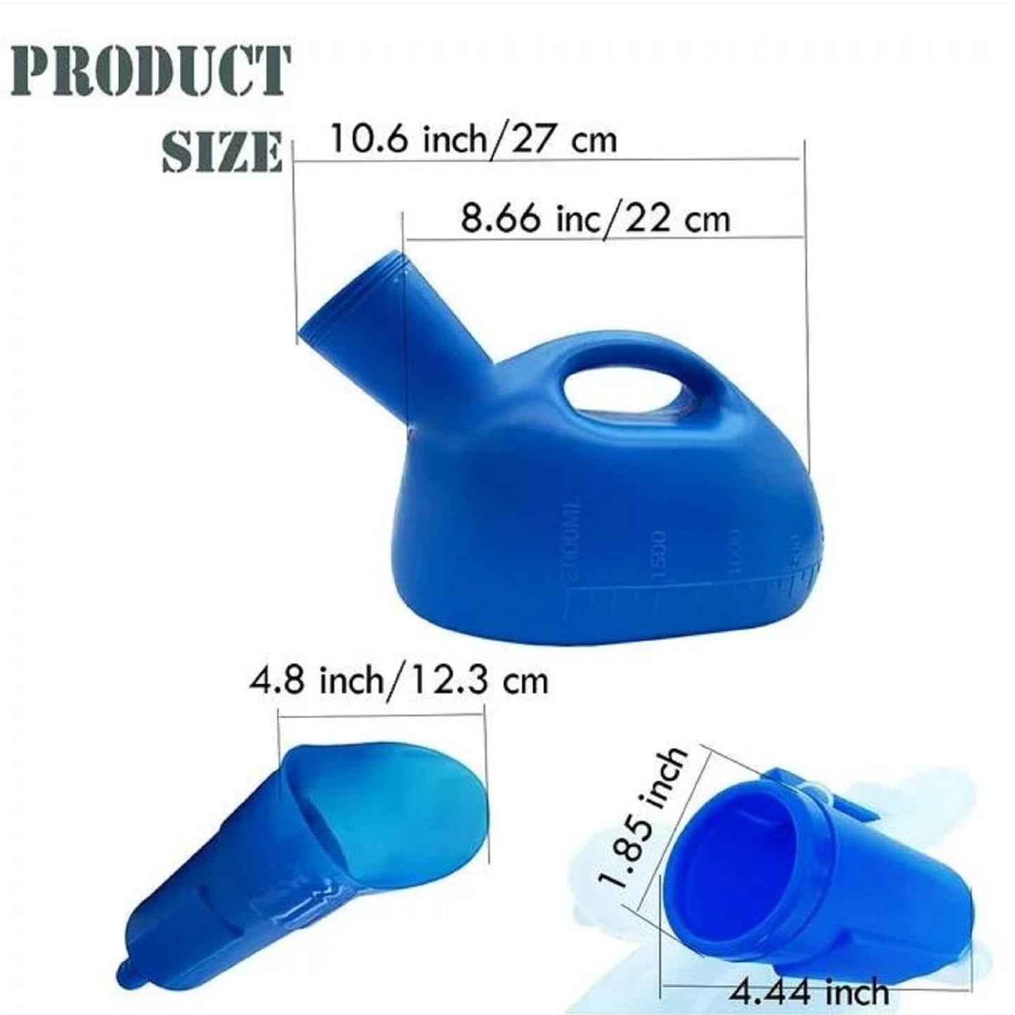 Unisex Urinal Bottle 2000ml - Portable Reusable Pee Bottle Blue