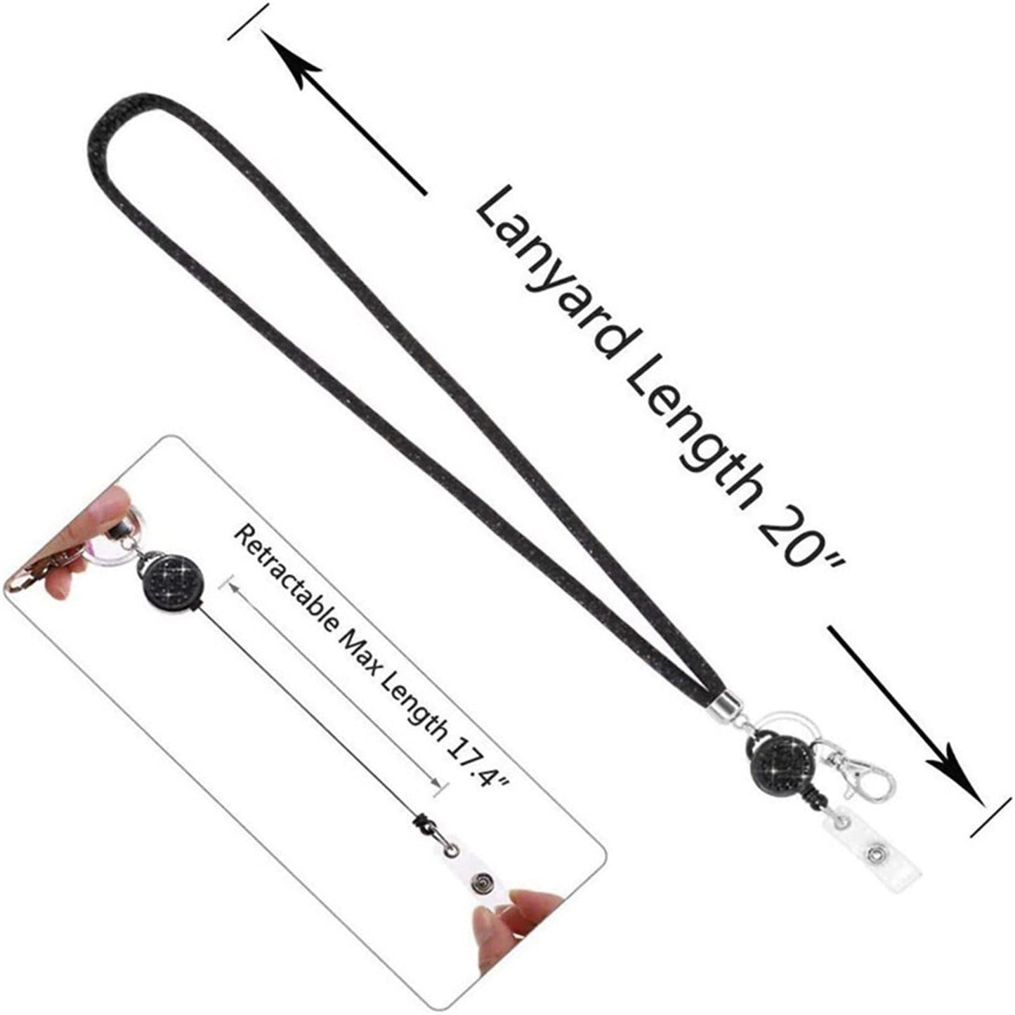 Bling Retractable ID Badge Holder with Neck Lanyard - Clear Card Holder Pink
