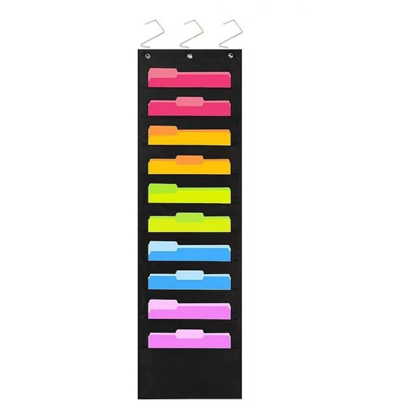Hanging Wall File Organizer - 10-Pocket Chart for Folders 9.84x14.96 Black