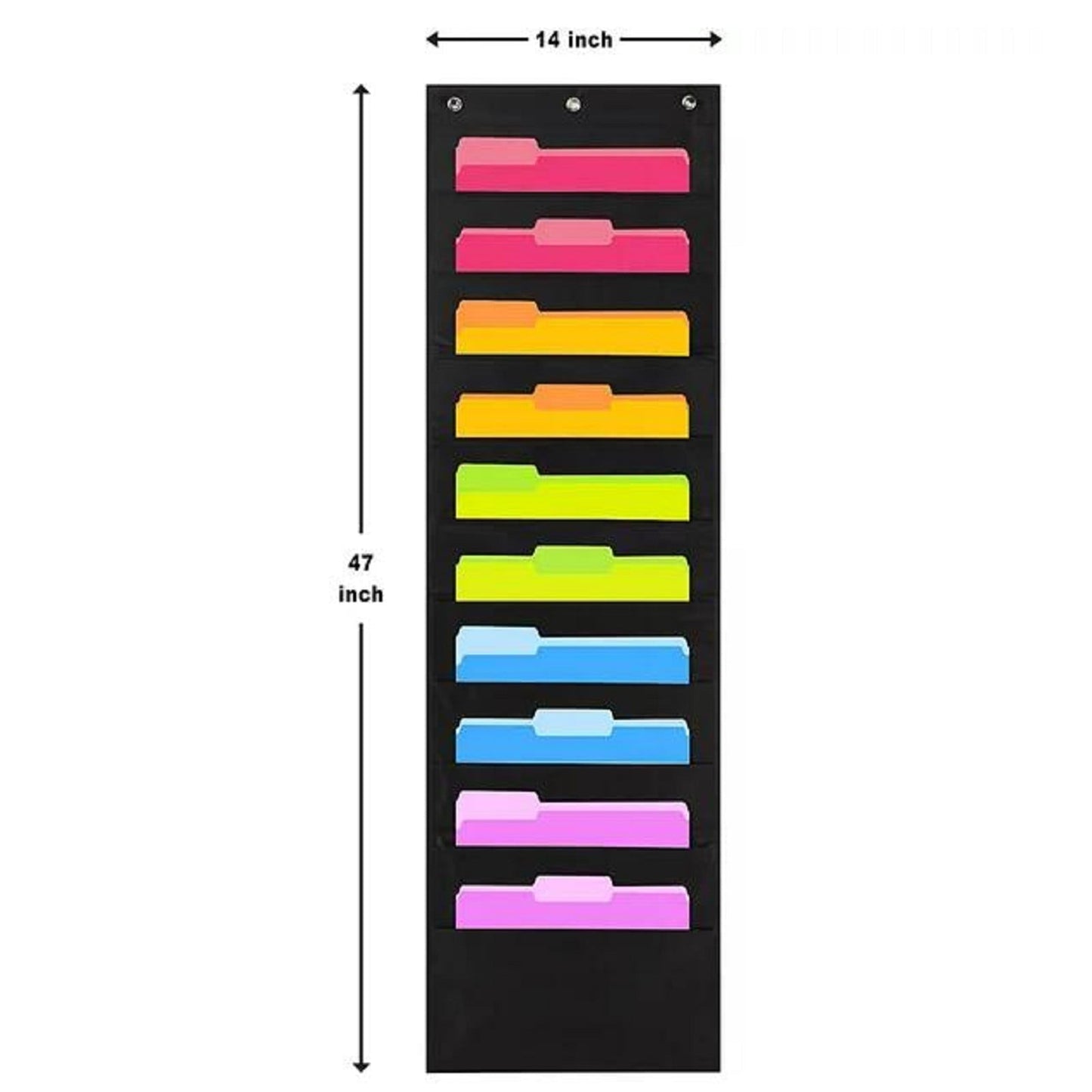 Hanging Wall File Organizer - 10-Pocket Chart for Folders 9.84x14.96 Black