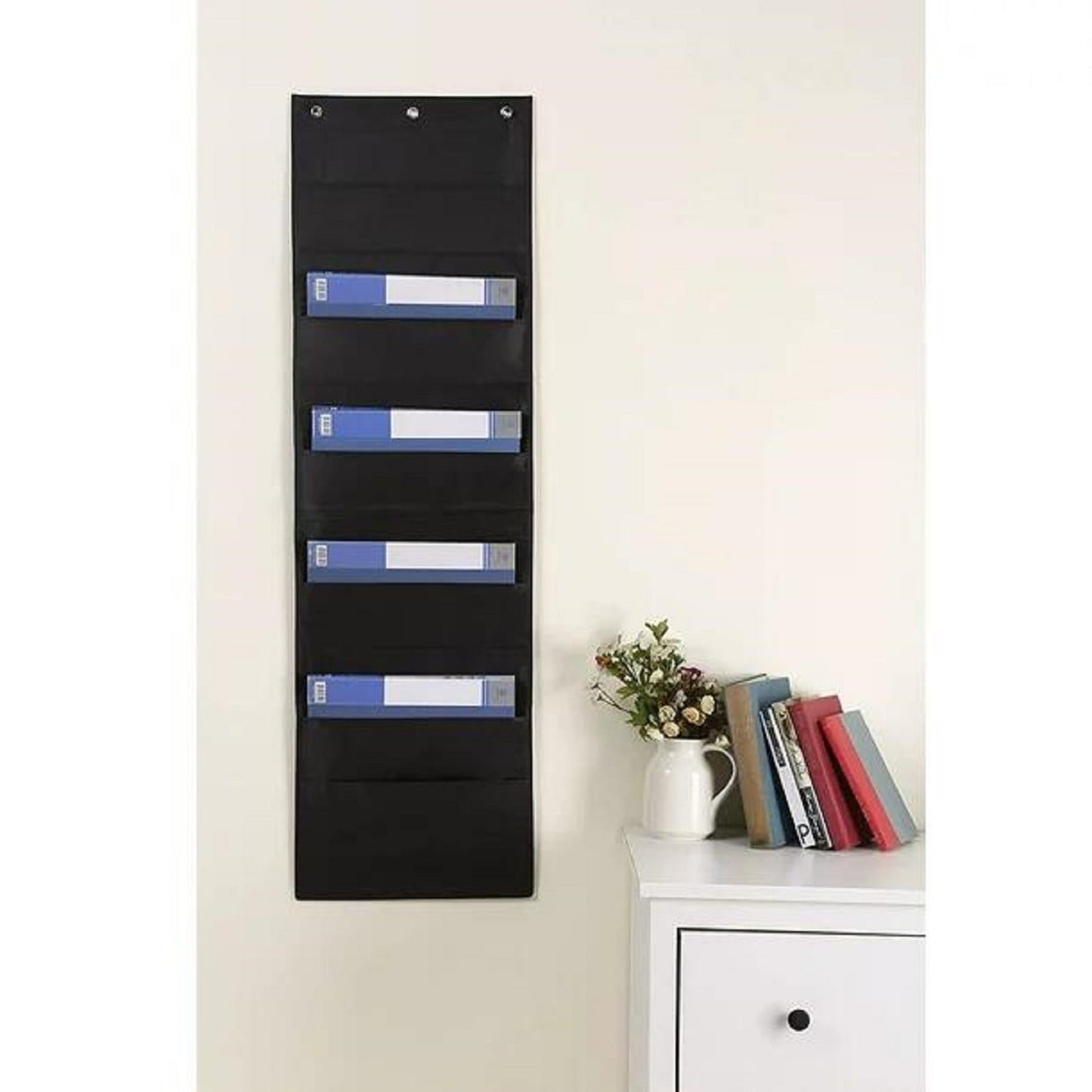 Hanging Wall File Organizer - 10-Pocket Chart for Folders 9.84x14.96 Black