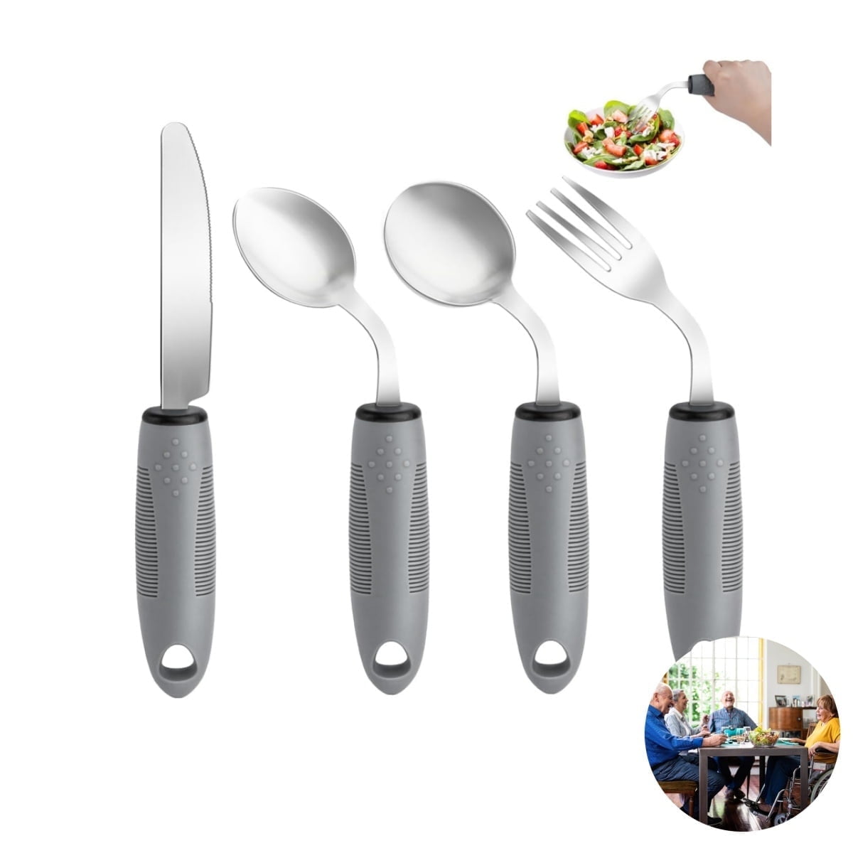 Adaptive Utensils for Parkinson's & Tremors - Easy Grip Weighted Silverware Set