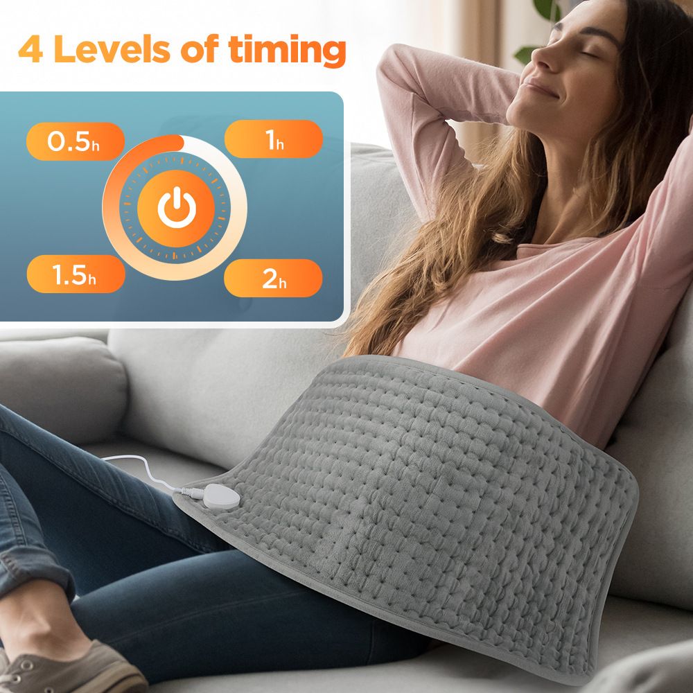 Heating Pad 12x24 - Rapid Heat for Back Neck & Period Cramps Auto Shut-Off