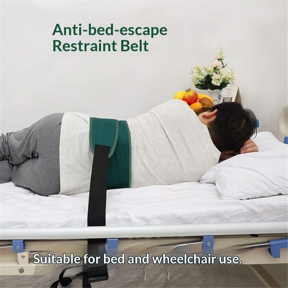 Medical Bed Restraint Belt - Fall Prevention Safety Belt for Elderly & Dementia (Green)