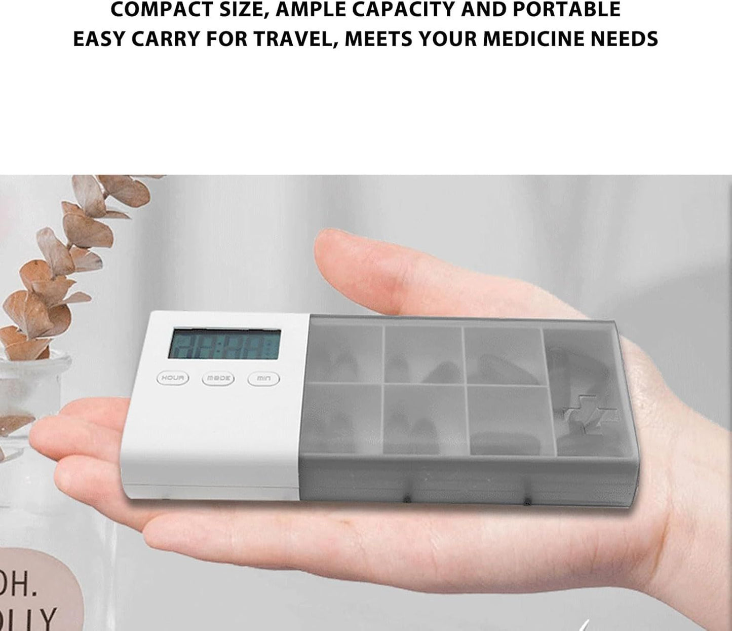 7-Day Smart Pill Organizer with Timer & Alarm – Intelligent Medication Reminder Box with Vibration, Beep Alerts, USB Rechargeable Portable Electronic Pill Case for Elderly & Travel(grey)