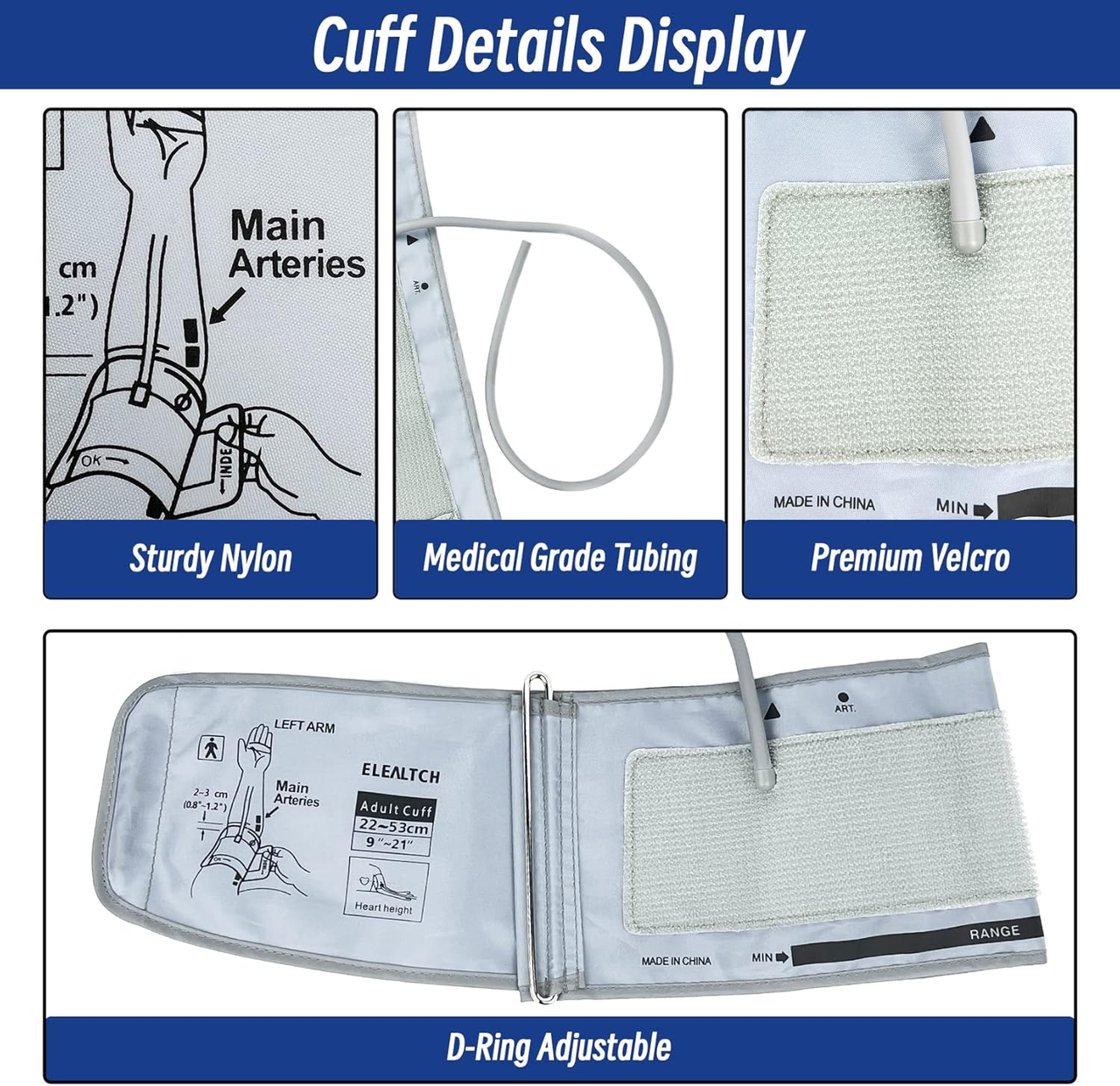 Omron 9201d-21201d XL Blood Pressure Cuff 22-52 cm Gray for Adults