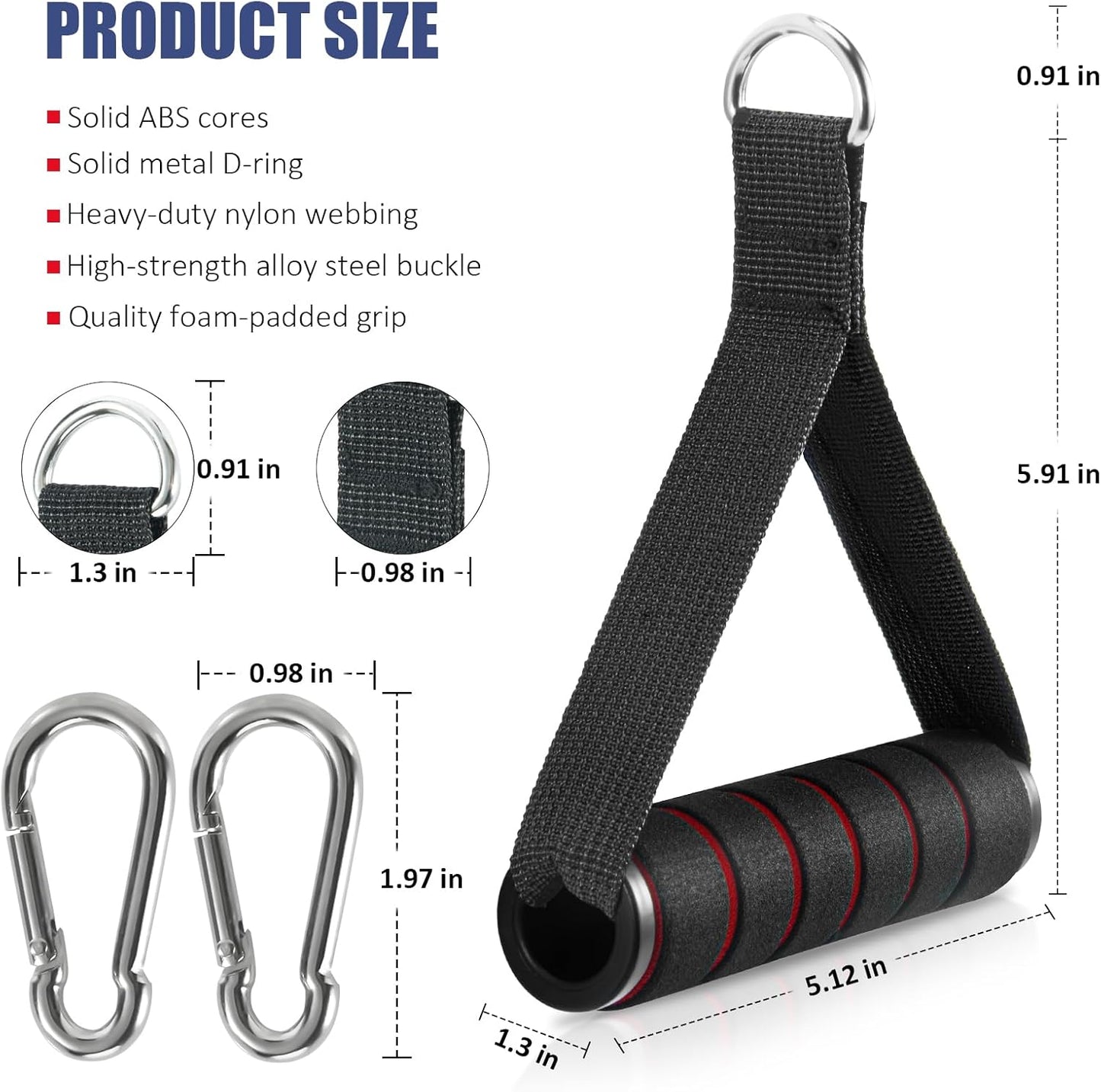 Upgraded Cable Machine Exercise Handles 2-Pack - Heavy Duty Gym Attachment