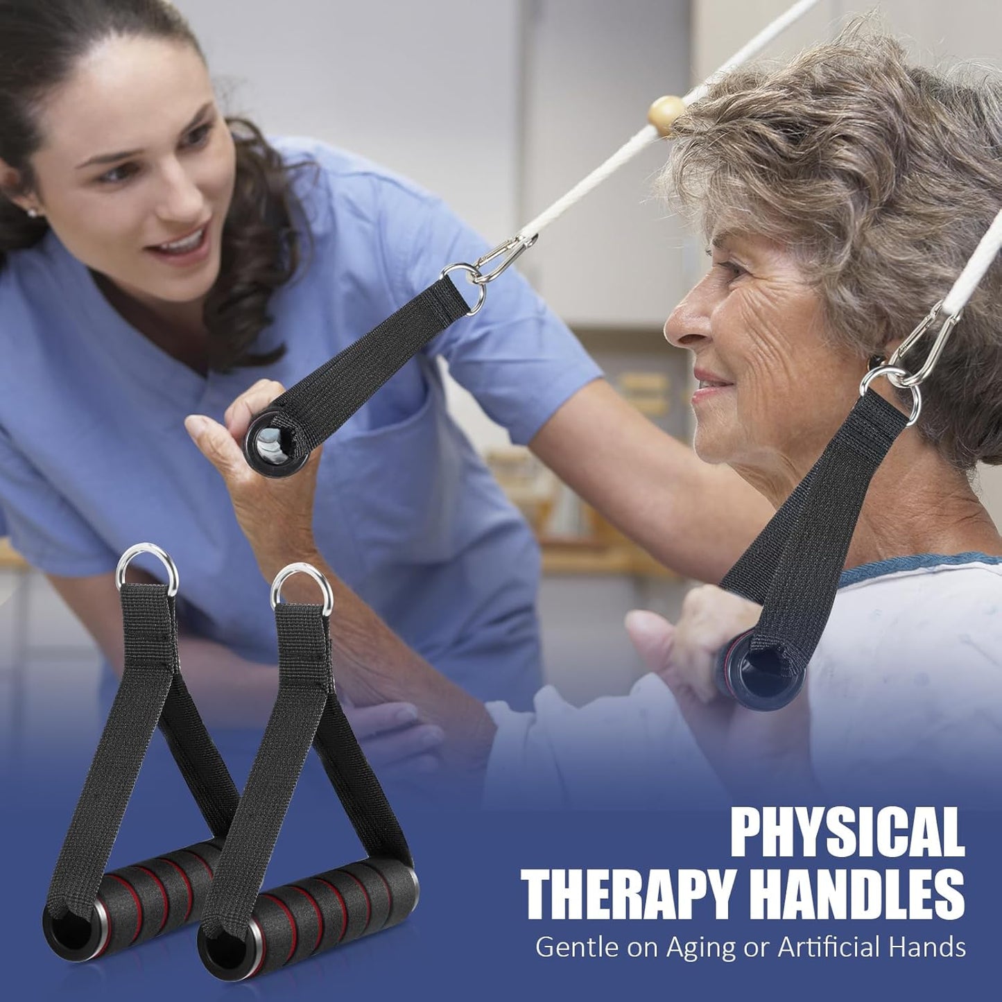 Upgraded Cable Machine Exercise Handles 2-Pack - Heavy Duty Gym Attachment