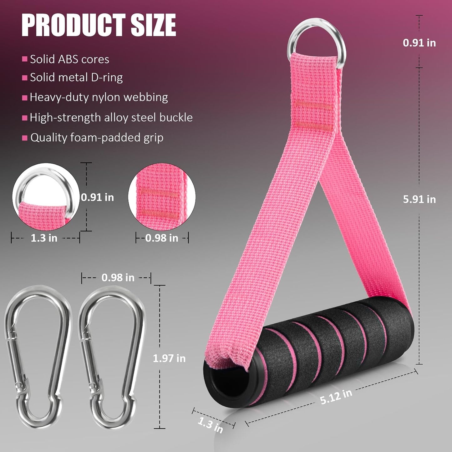 Upgraded Cable Machine Exercise Handles 2-Pack - Heavy Duty Gym Attachment