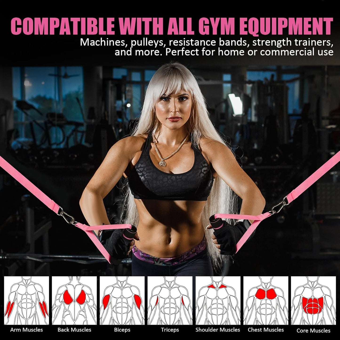 Upgraded Cable Machine Exercise Handles 2-Pack - Heavy Duty Gym Attachment
