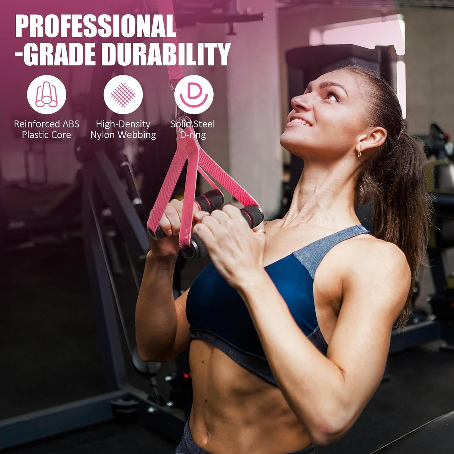 Upgraded Cable Machine Exercise Handles 2-Pack - Heavy Duty Gym Attachment