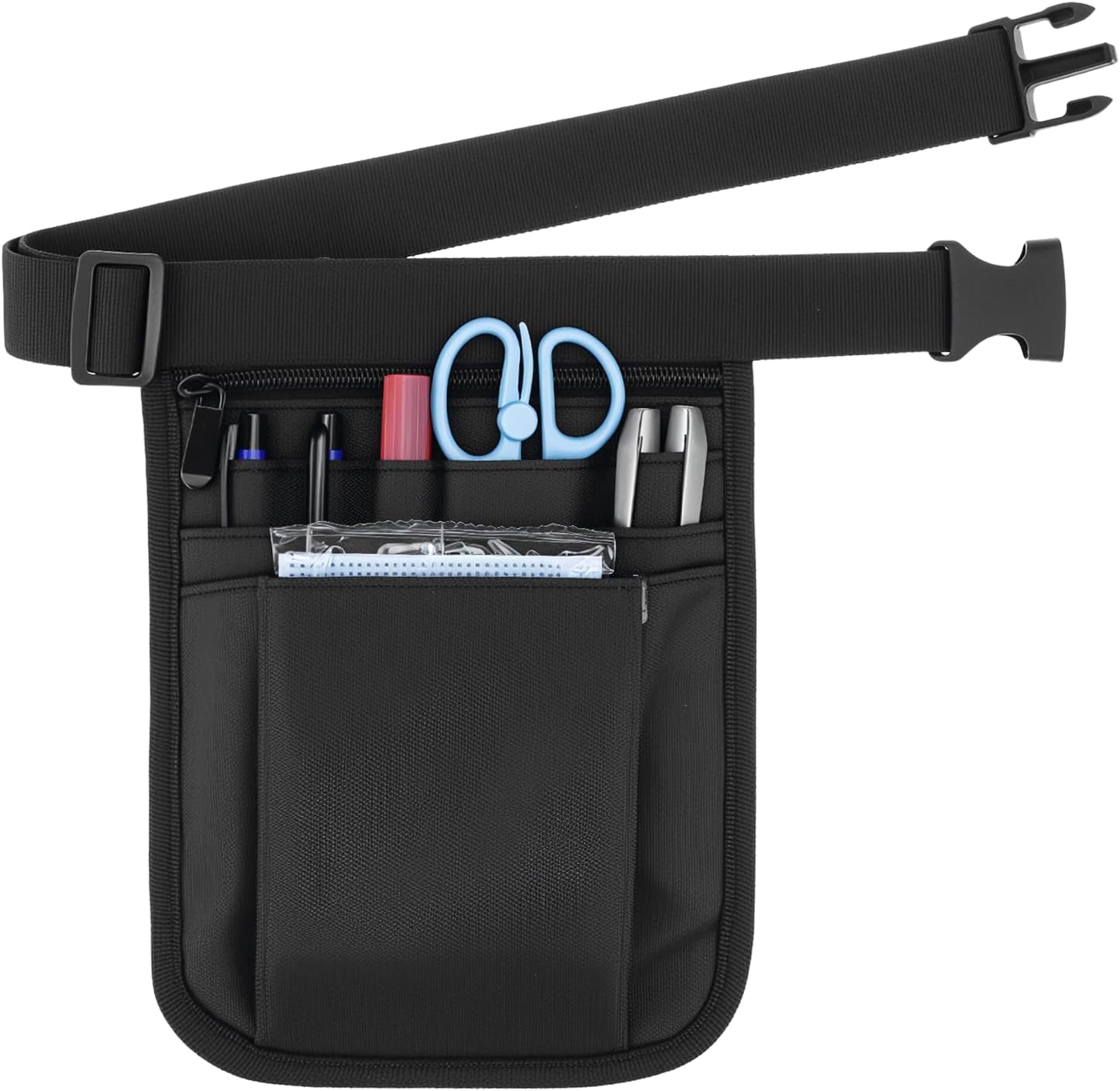 Nurse Medical Organizer Belt Waist Bag - Tool Pouch for Care Kit (Black 10x7)