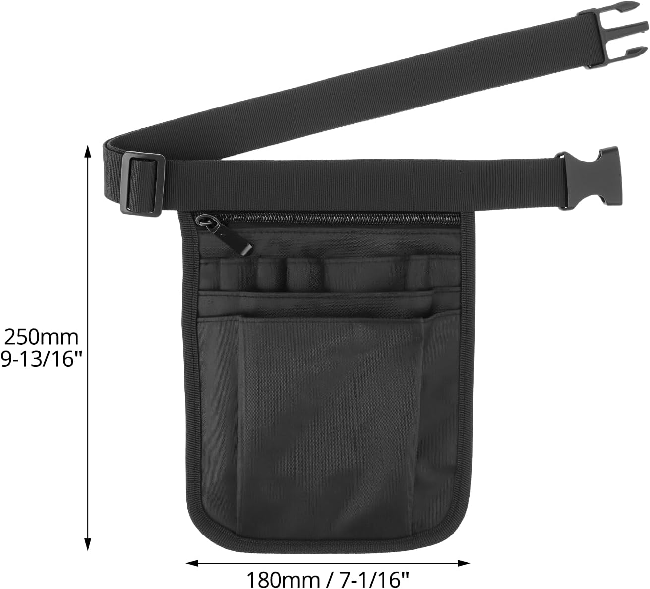 Nurse Medical Organizer Belt Waist Bag - Tool Pouch for Care Kit (Black 10x7)