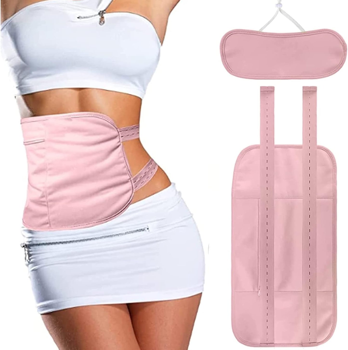 2-Pack Castor Oil Pack Wrap - Bamboo Cotton Machine Washable Anti-Leak (Pink)