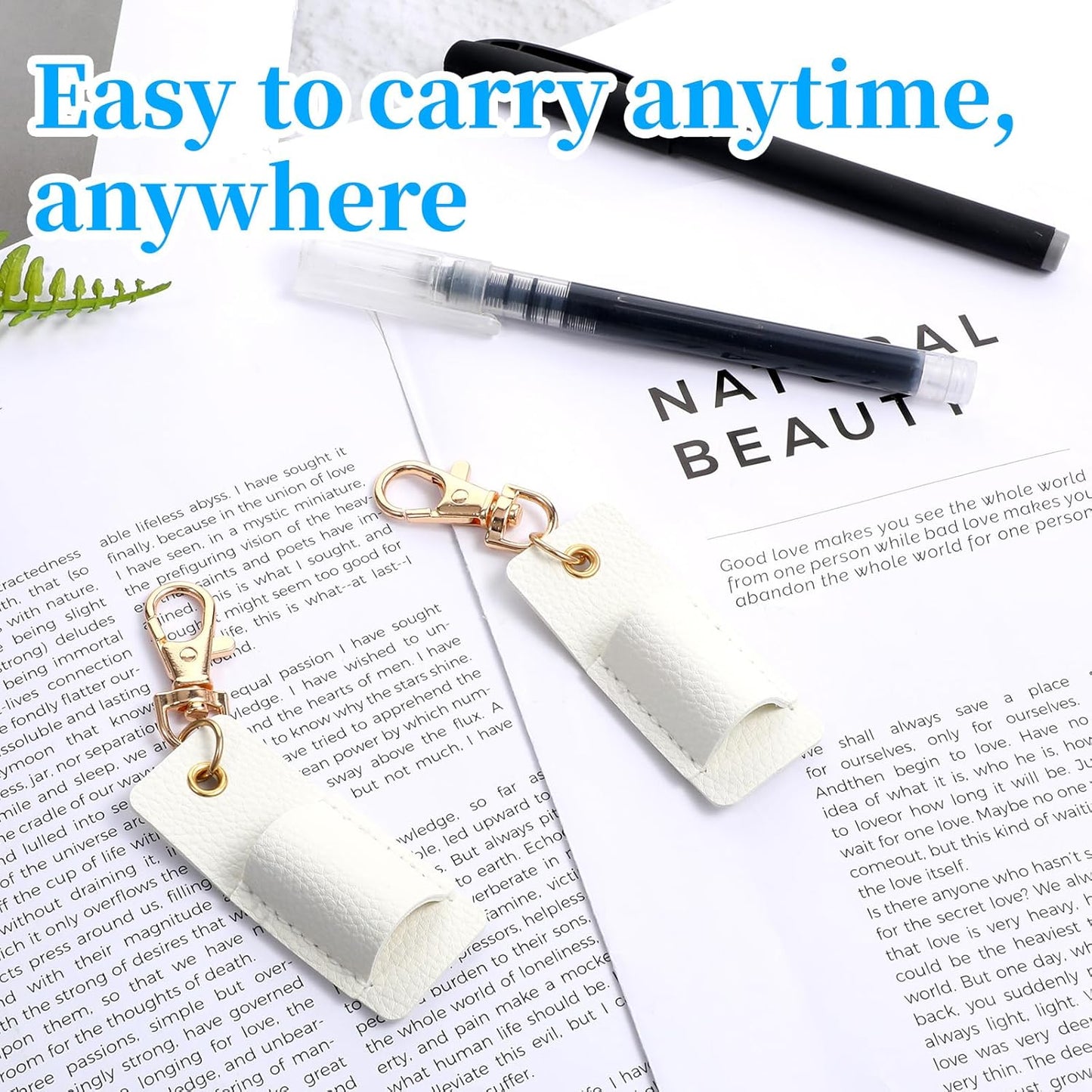 White PU Leather Pen Holder for Lanyard 2-Pack - Retractable Clip for Nurses