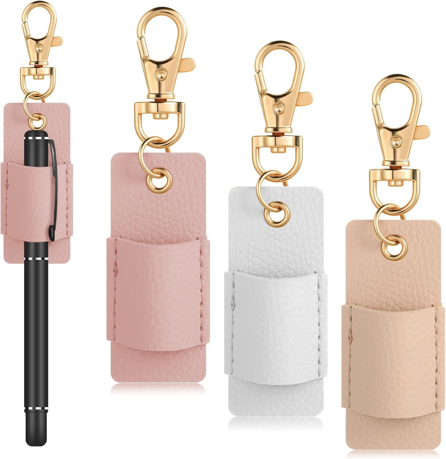 PU Leather Pen Holder for Lanyard 3-Pack - Retractable Clip for Nurses & Badges