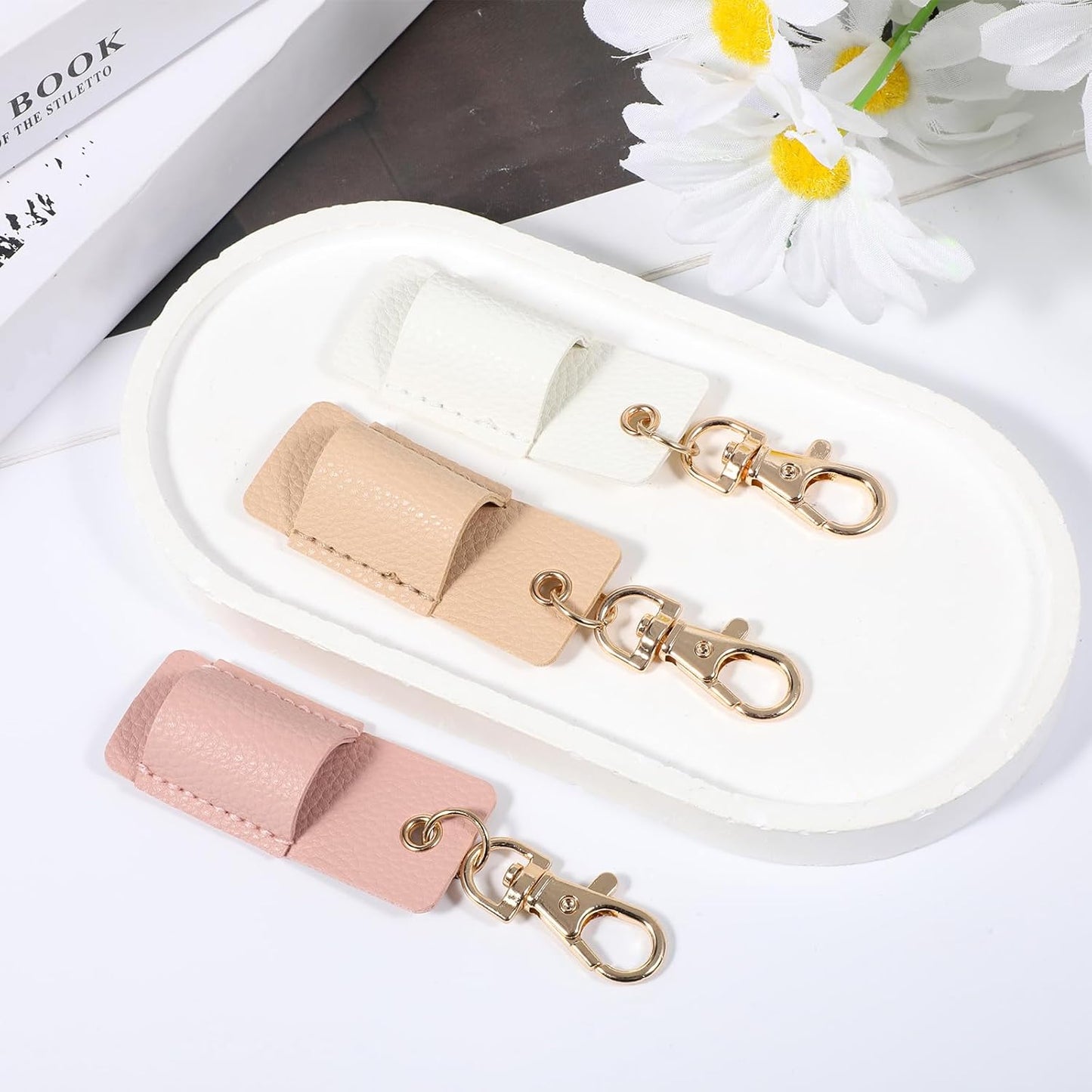 PU Leather Pen Holder for Lanyard 3-Pack - Retractable Clip for Nurses & Badges