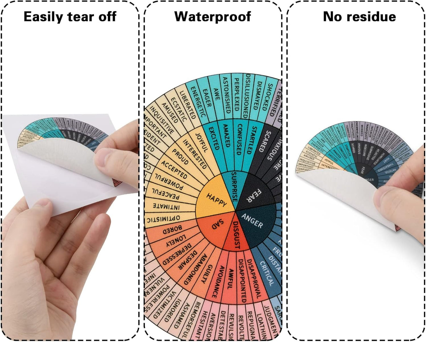 Feelings Wheel Vinyl Stickers 10-Pack - Emotion Decal for Office & Counselors