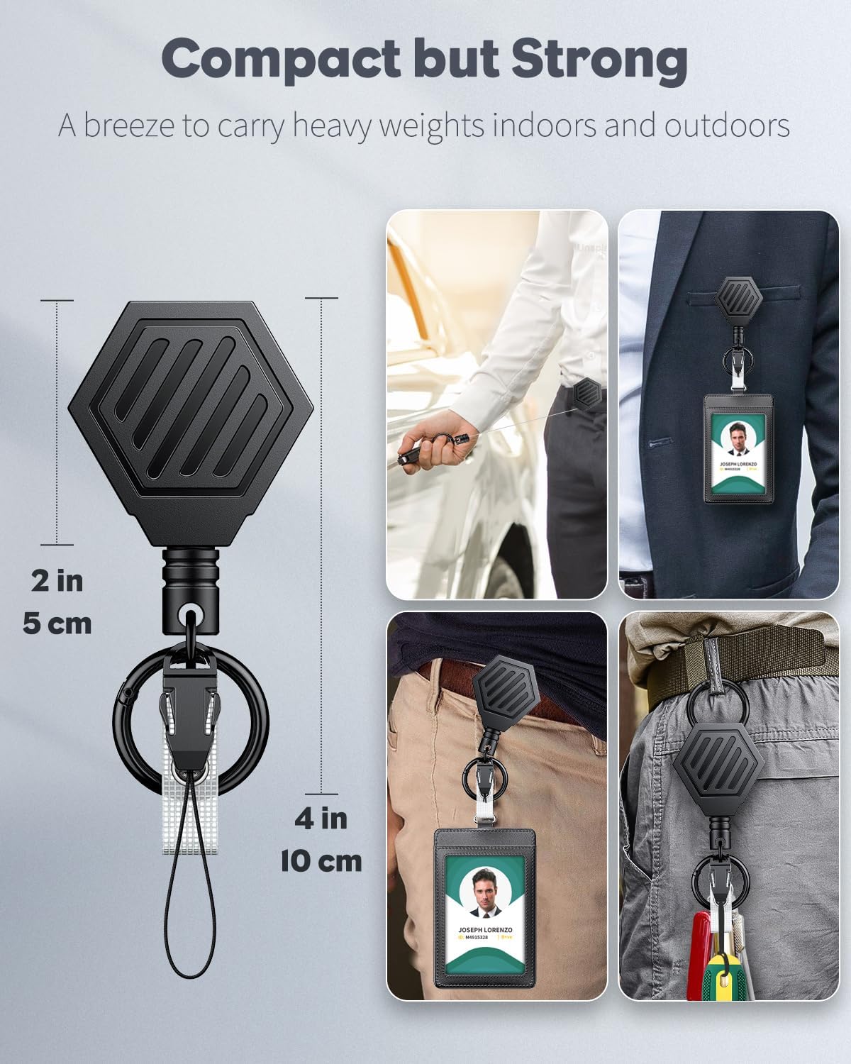 Heavy Duty Retractable Keychain with Magnetic Closure Retractable Badge Reel for up to 16 oz Magnetic Badge Reel Belt Clip with 3 Pack Sliding ID Badge Holder Horizontal Hard Plastic Case