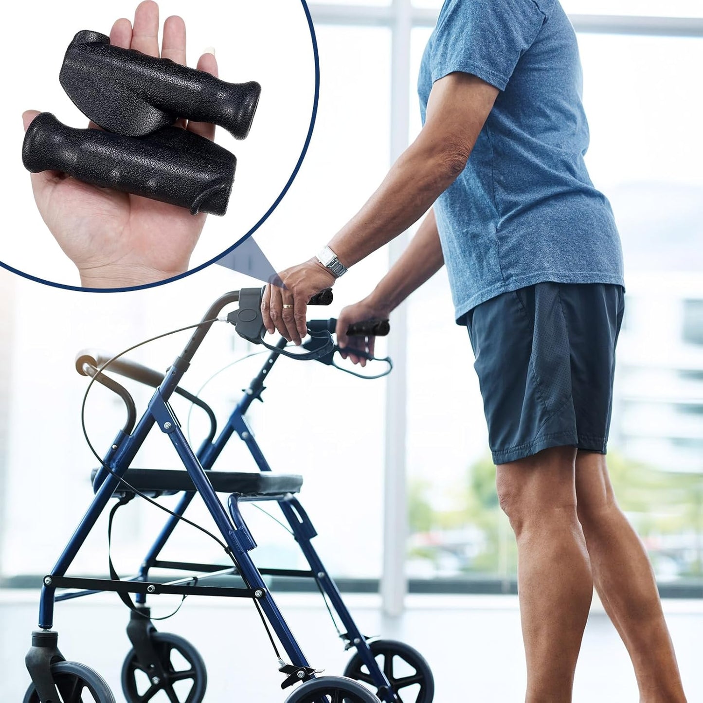 Universal Rollator Hand Grip Replacement 2-Pair - Left & Right for Drive Rollator