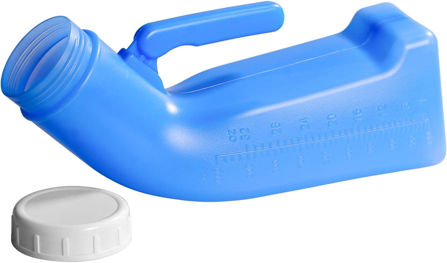 Male Urinal Bottle - 1L Portable Spill-Proof Pee Bottle with Screw Lid