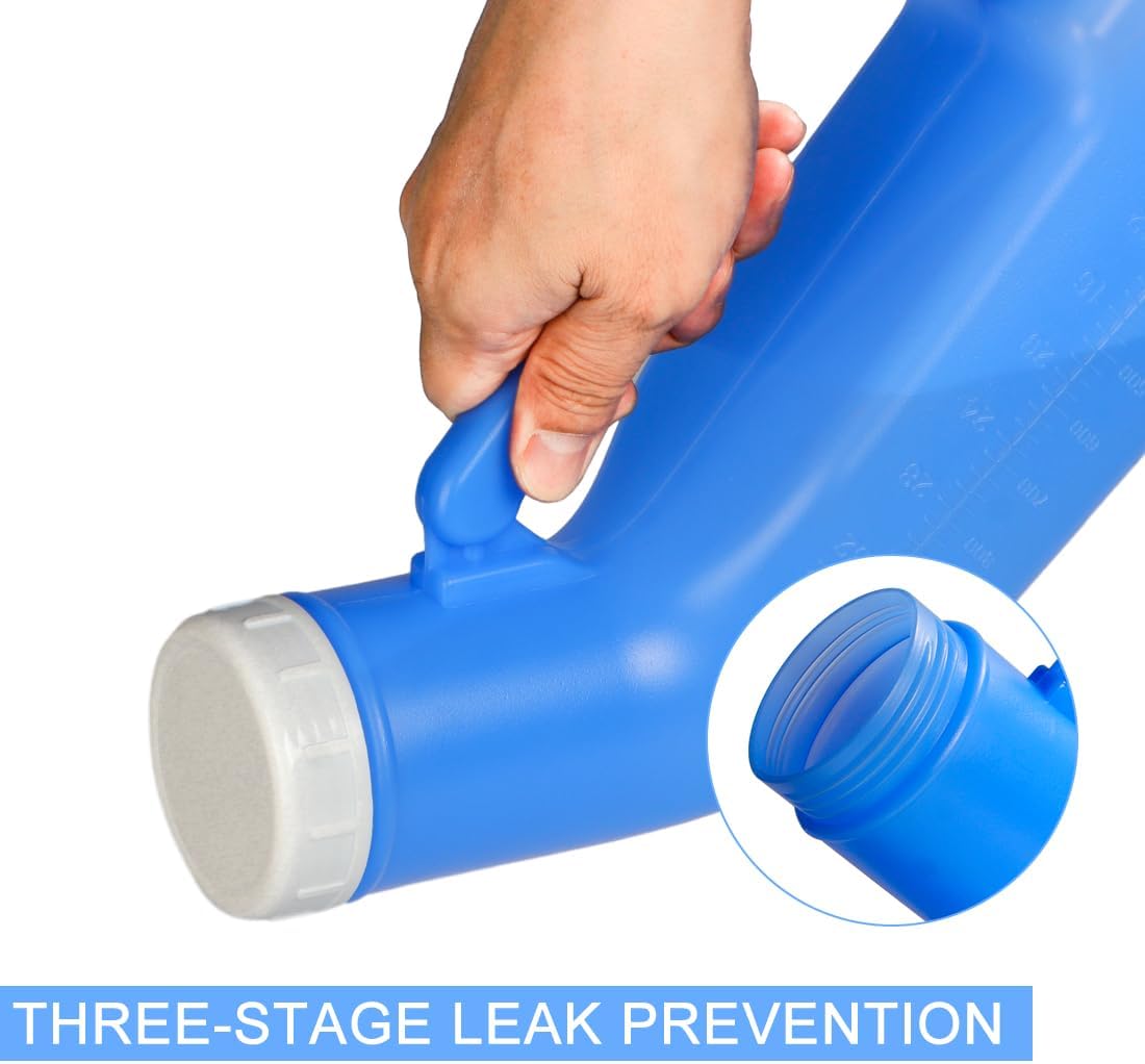 Male Urinal Bottle - 1L Portable Spill-Proof Pee Bottle with Screw Lid