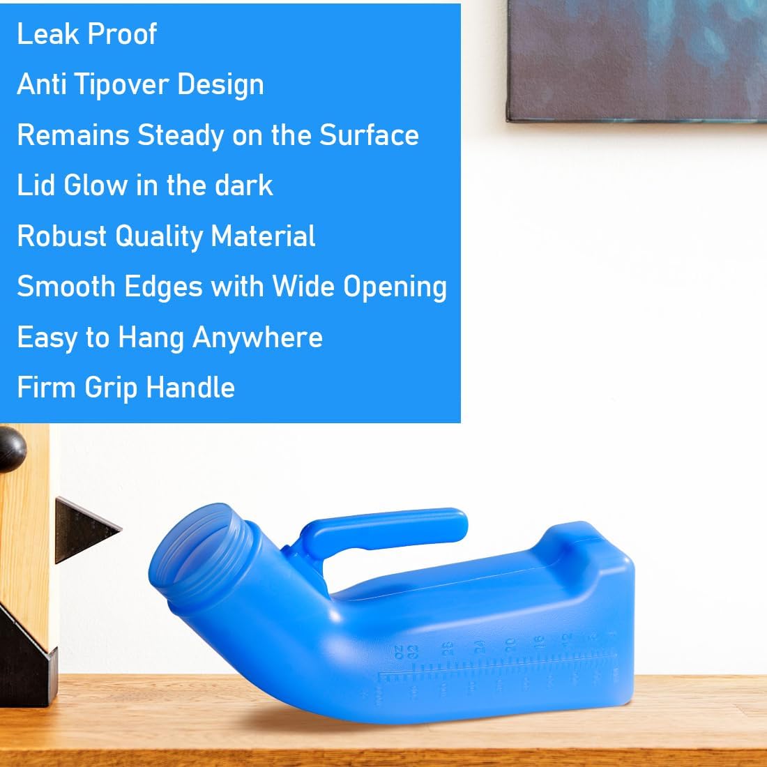 Male Urinal Bottle - 1L Portable Spill-Proof Pee Bottle with Screw Lid