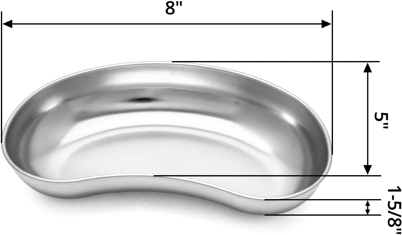 2-Pack Stainless Steel Kidney Tray 8 - Reusable Surgical Emesis Basin
