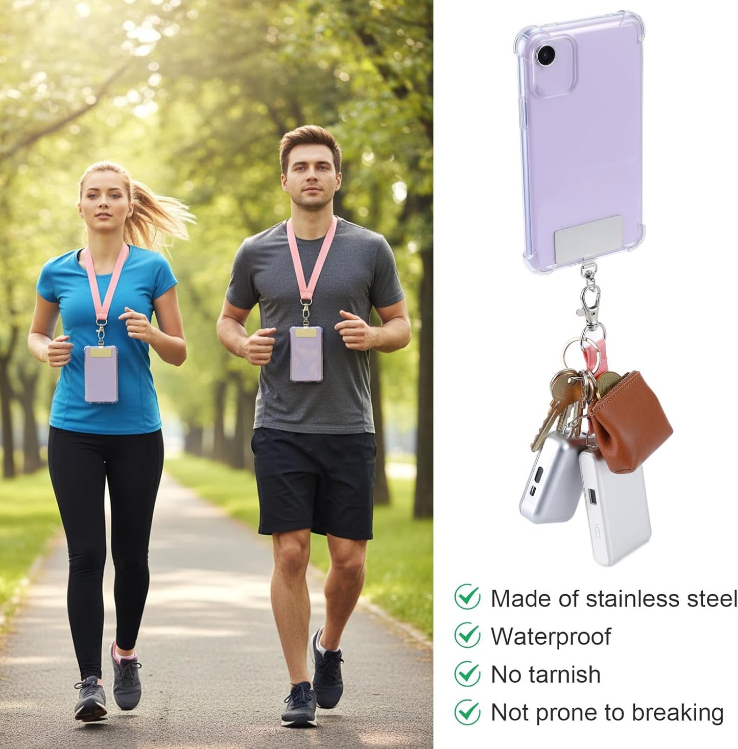 20 Pack Phone Tether Tab, 360° Rotatable Phone Lanyard Tab Stainless Steel Cellphone Lanyard Patch Universal Smartphone Lanyards Pad for Full Phones Cases (Silver)
