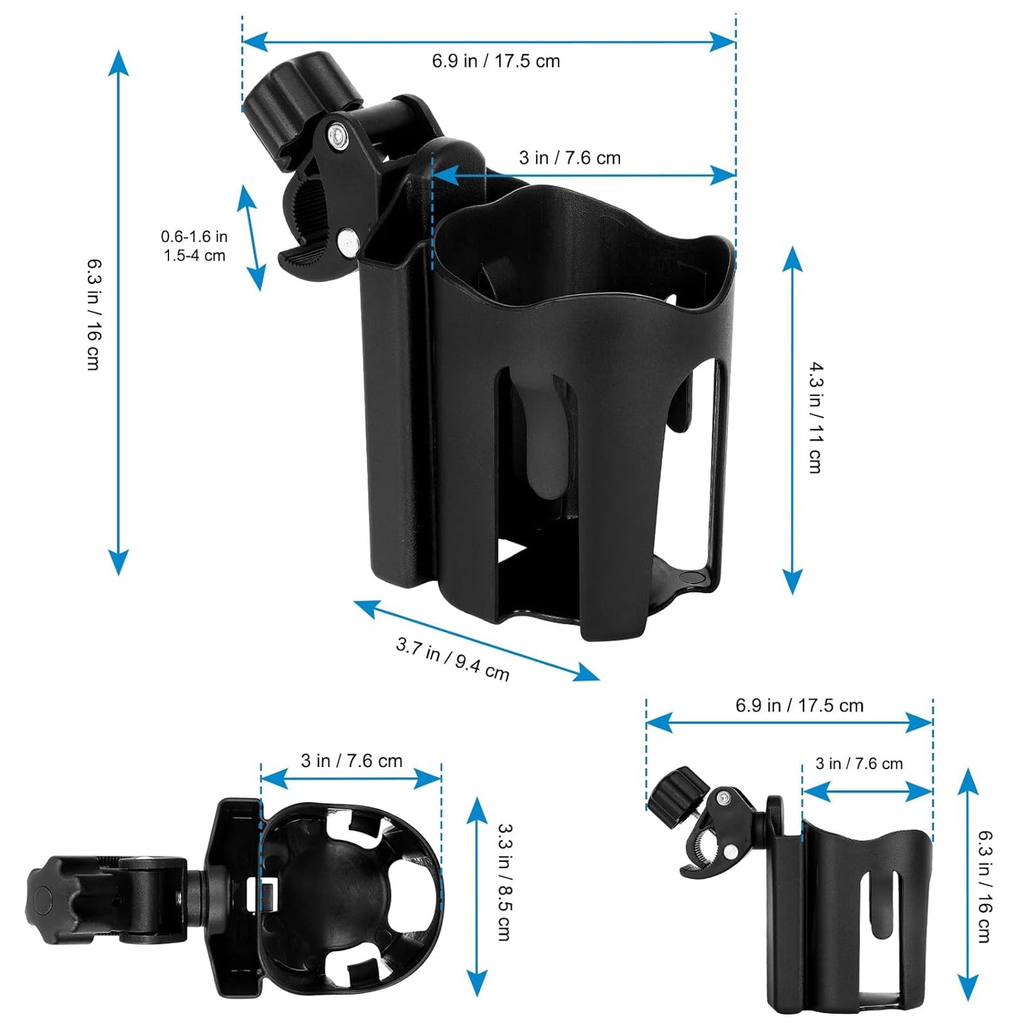 2-in-1 Universal Cup & Phone Holder - For Stroller Bike Rollator & Wheelchair