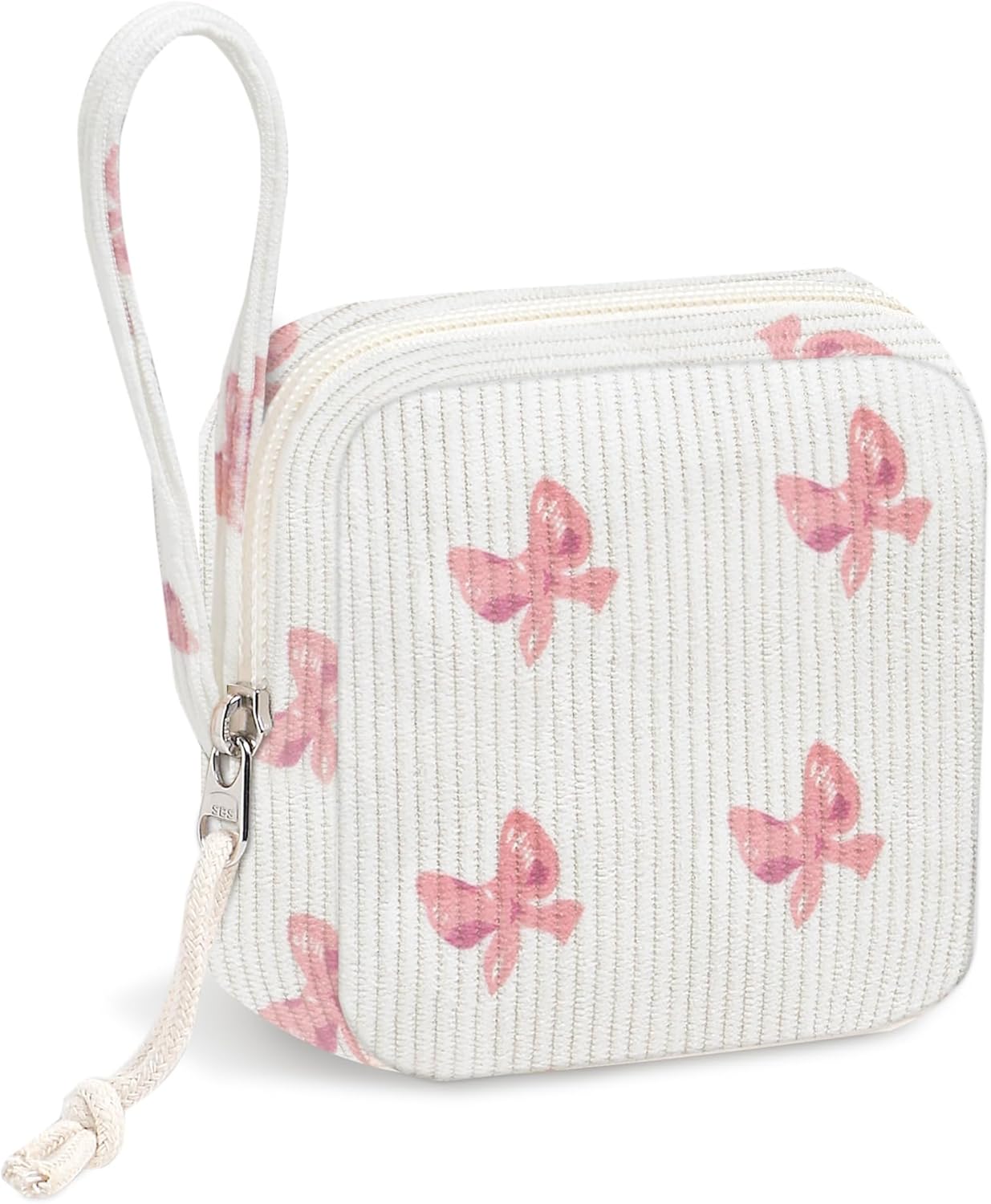 Period Pad Pouch & Tampon Holder - Discreet Sanitary Bag for Purse (Bow Pink)