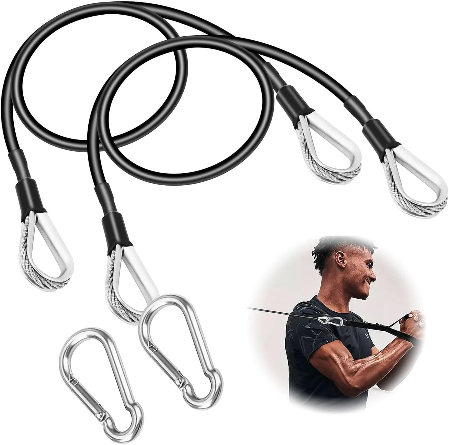 Cable Machine Attachments 2-Pack - LAT/Tricep Pull Down & Leg Extension Compatible