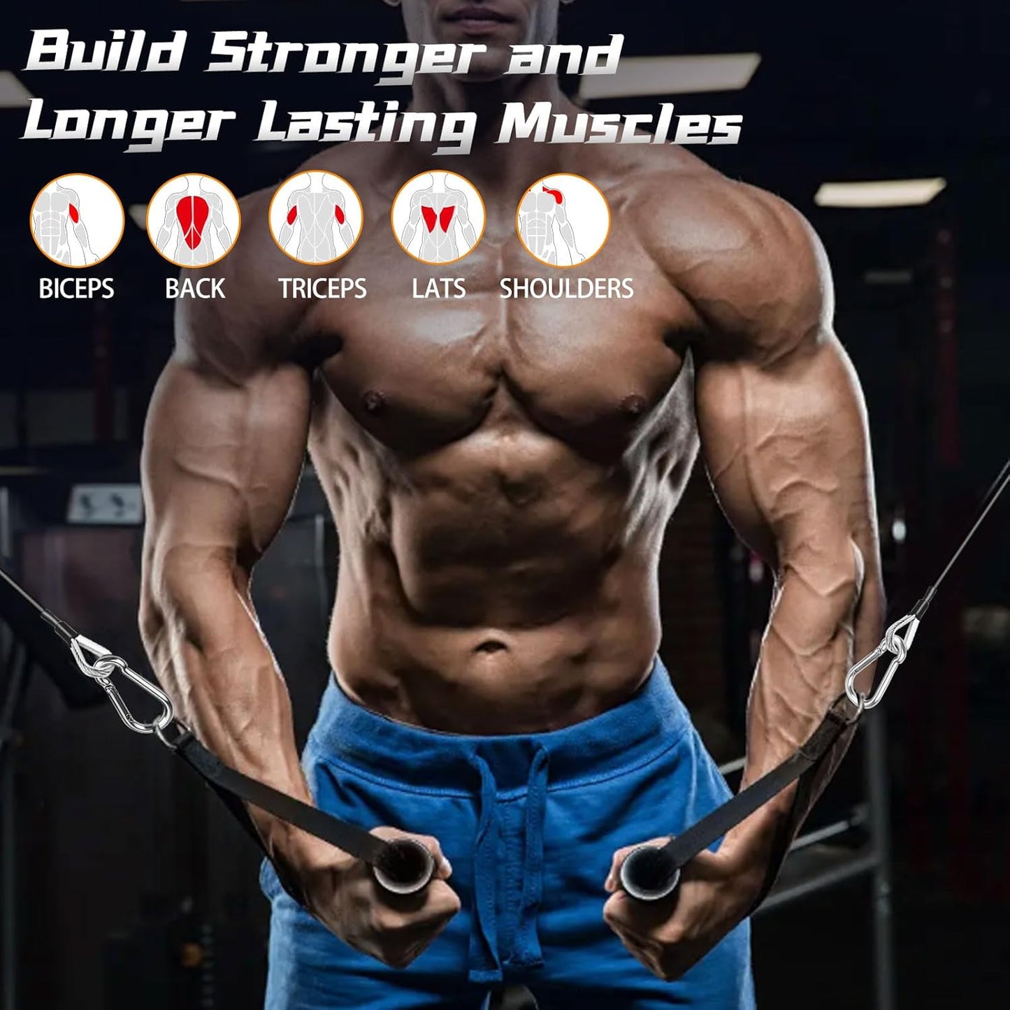 Cable Machine Attachments 2-Pack - LAT/Tricep Pull Down & Leg Extension Compatible
