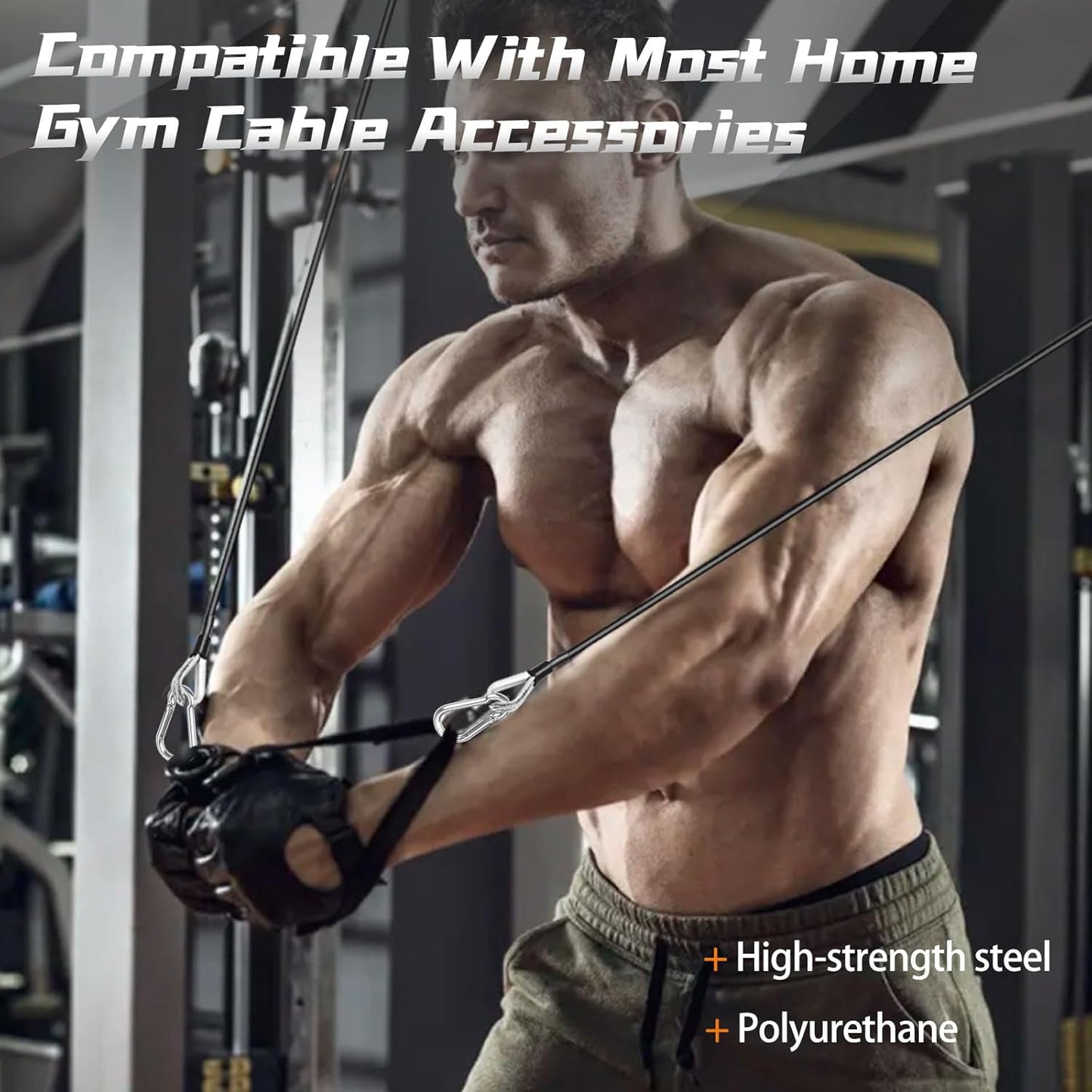Cable Machine Attachments 2-Pack - LAT/Tricep Pull Down & Leg Extension Compatible