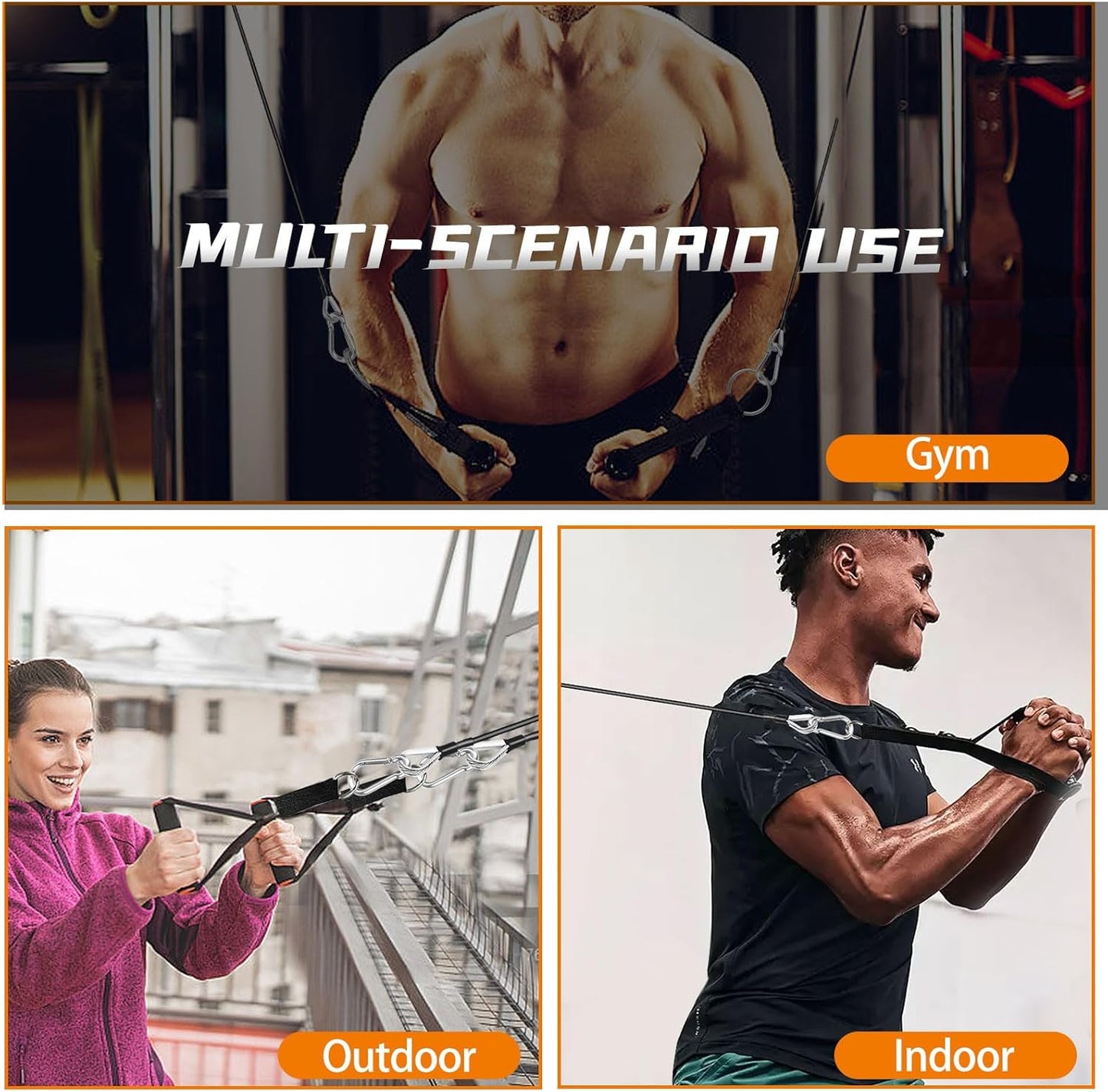 Cable Machine Attachments 2-Pack - LAT/Tricep Pull Down & Leg Extension Compatible