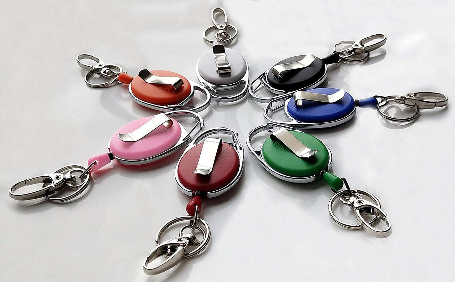 7 Pack Telescopic Keychain ID Lanyard Holder for Keys and ID Cards