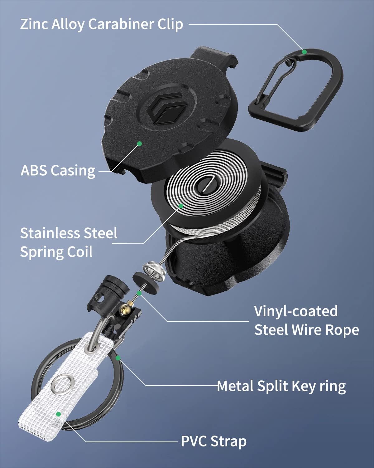 Retractable Keychain & Lanyard Set 2-Pack - Quick-Release Badge Reel & ID Holder
