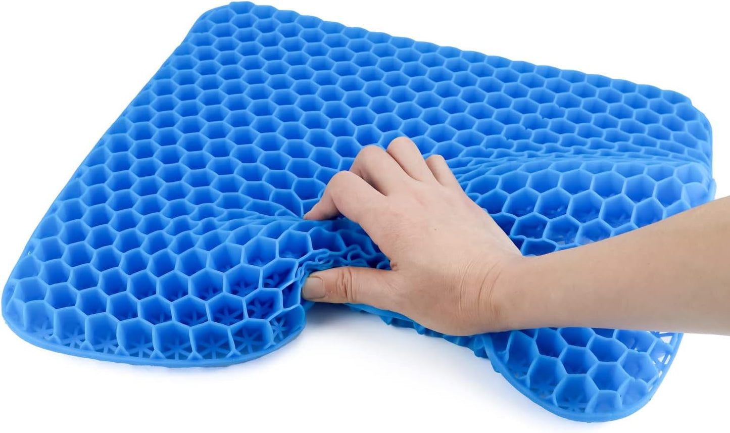 Gel Seat Cushion - Cool Breathable Non-Slip for Car Office & Wheelchair Blue