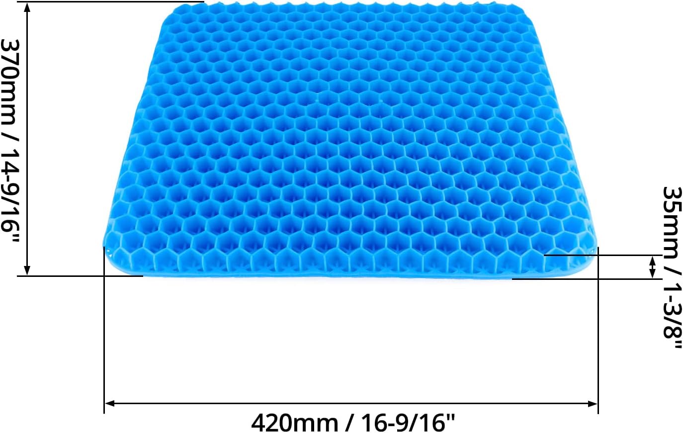 Gel Seat Cushion - Cool Breathable Non-Slip for Car Office & Wheelchair Blue