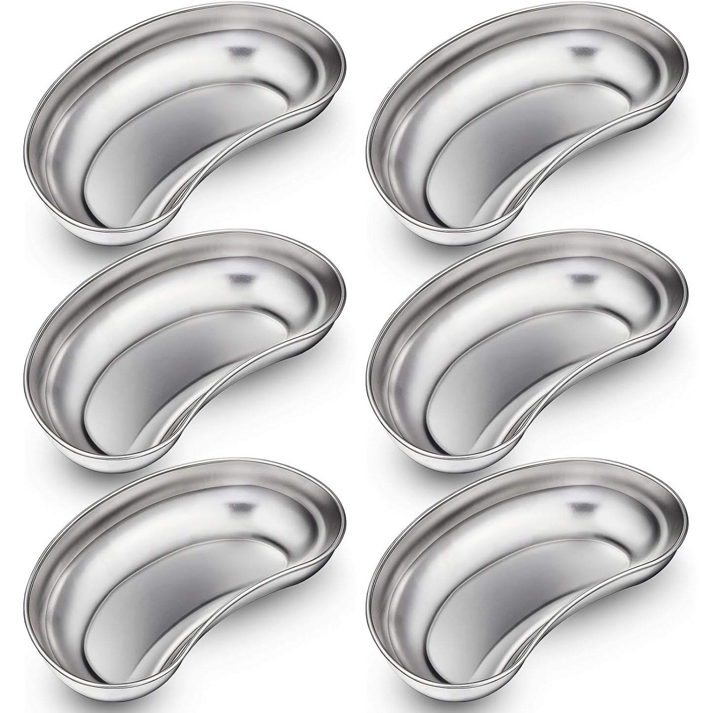 6-Pack Stainless Steel Kidney Tray 8 - Reusable Surgical Medical Emesis Basin