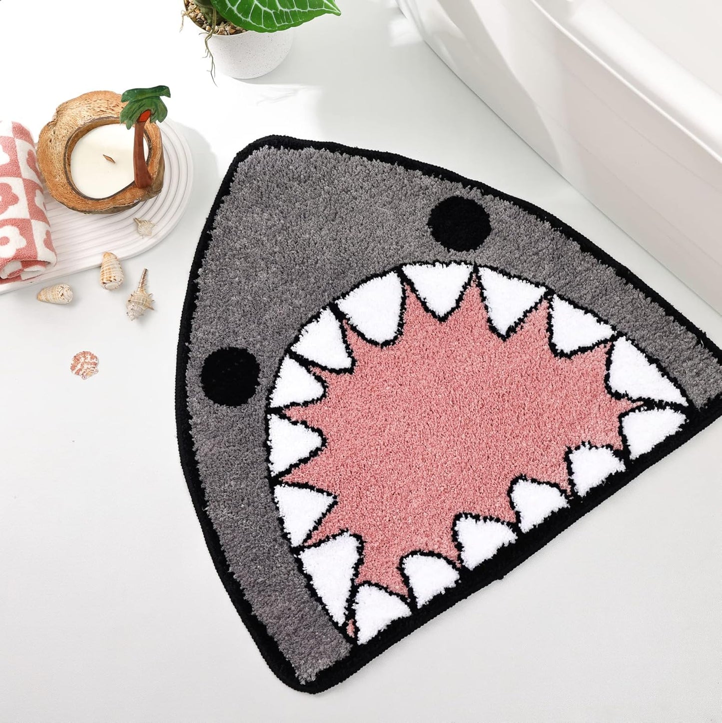 Shark Shaped Non-Slip Bath Rug - Extra Soft Absorbent Microfiber Quick Dry