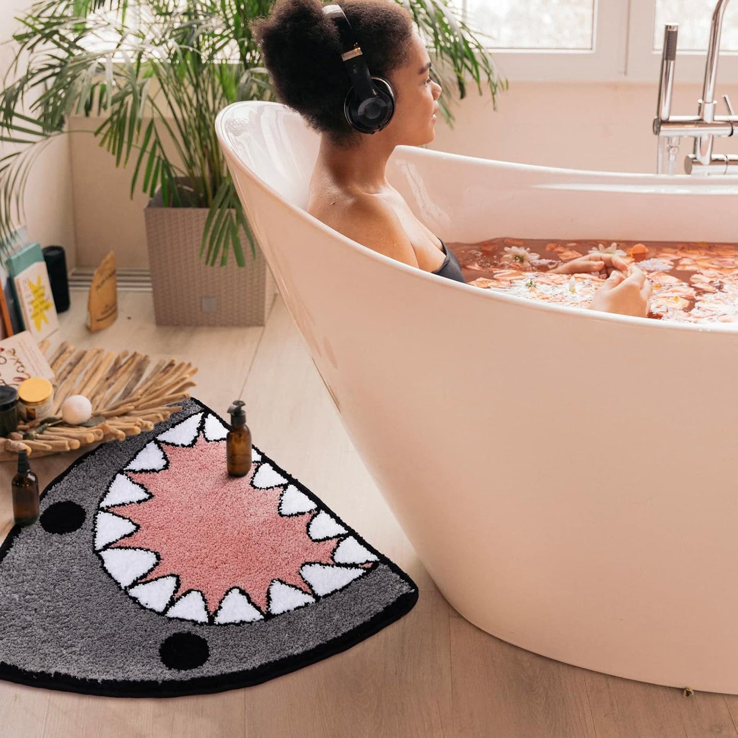 Shark Shaped Non-Slip Bath Rug - Extra Soft Absorbent Microfiber Quick Dry