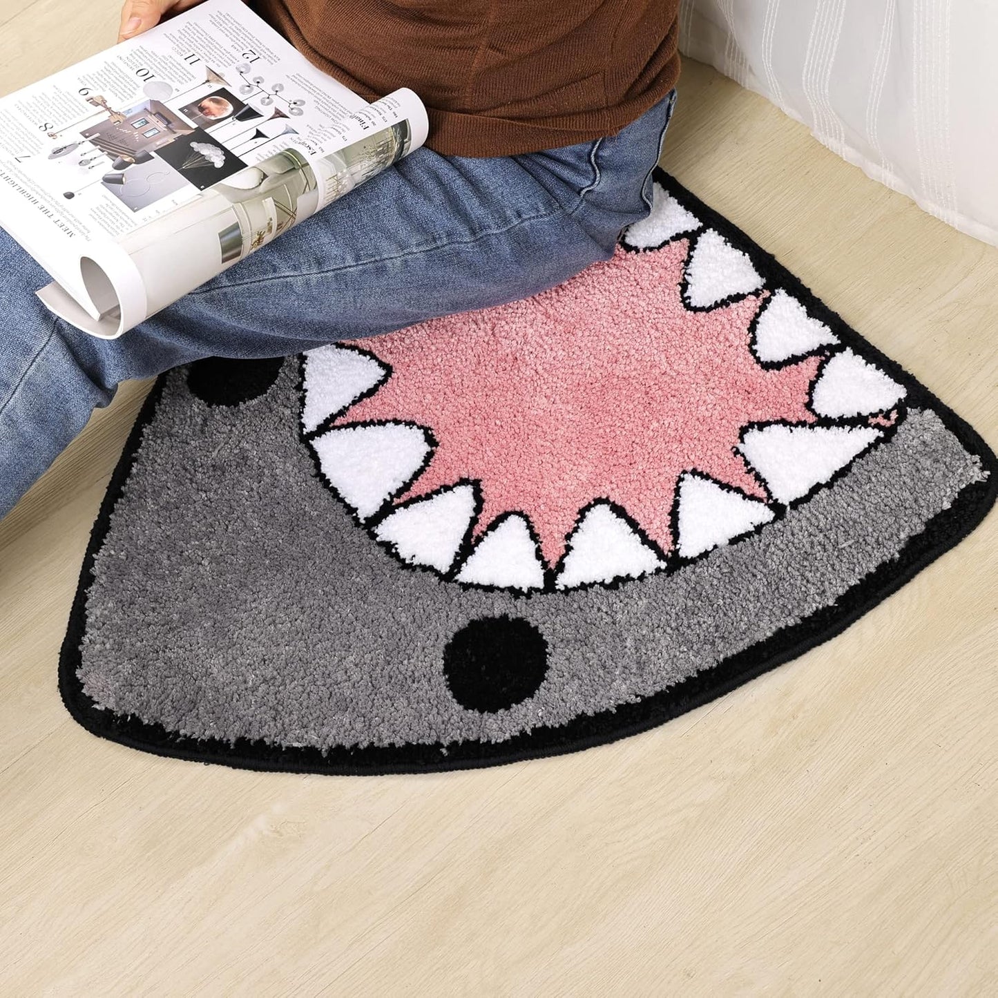 Shark Shaped Non-Slip Bath Rug - Extra Soft Absorbent Microfiber Quick Dry