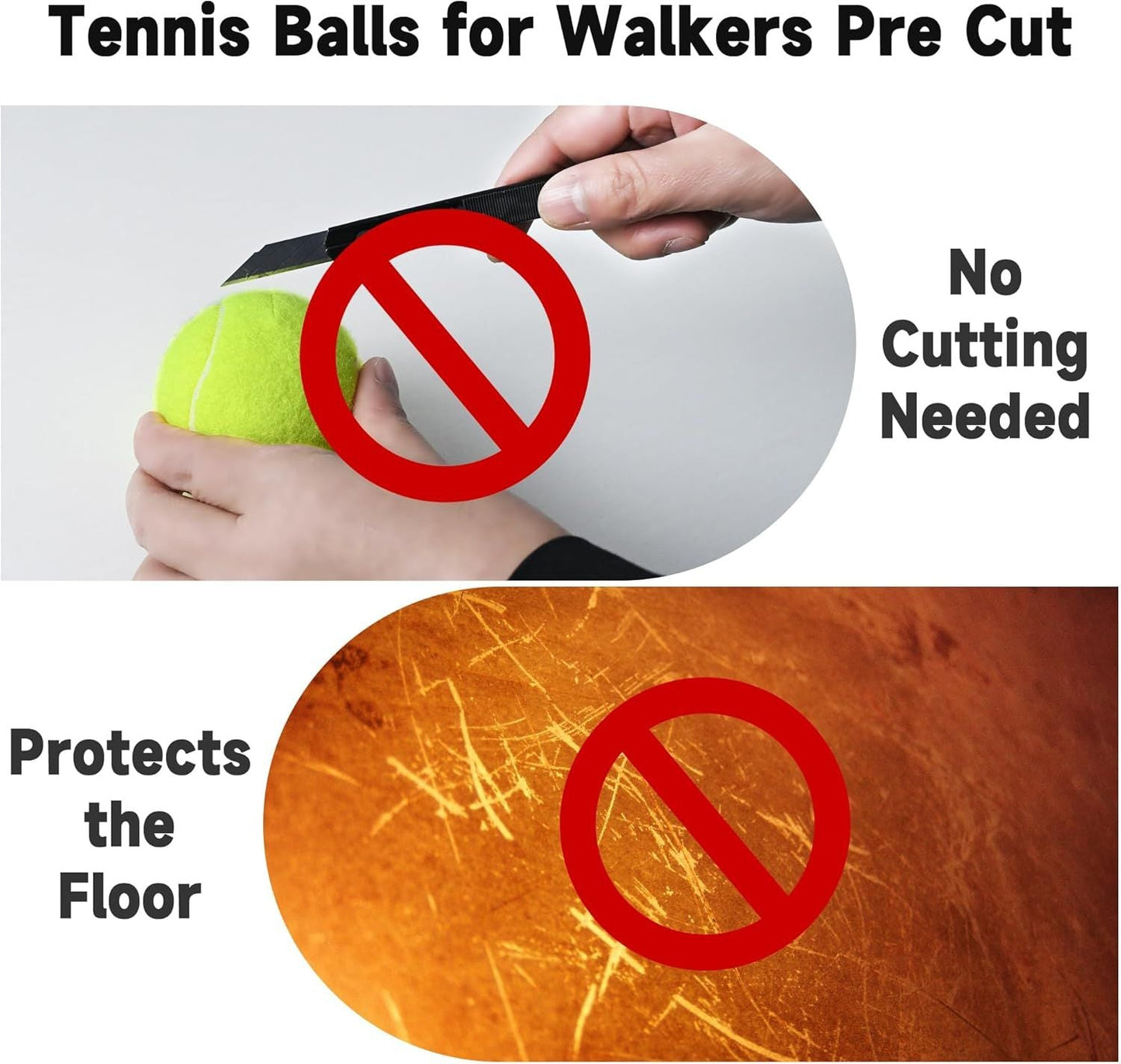 Heavy Duty Precut Tennis Balls for Walkers 4-Pack - Universal Glide Balls