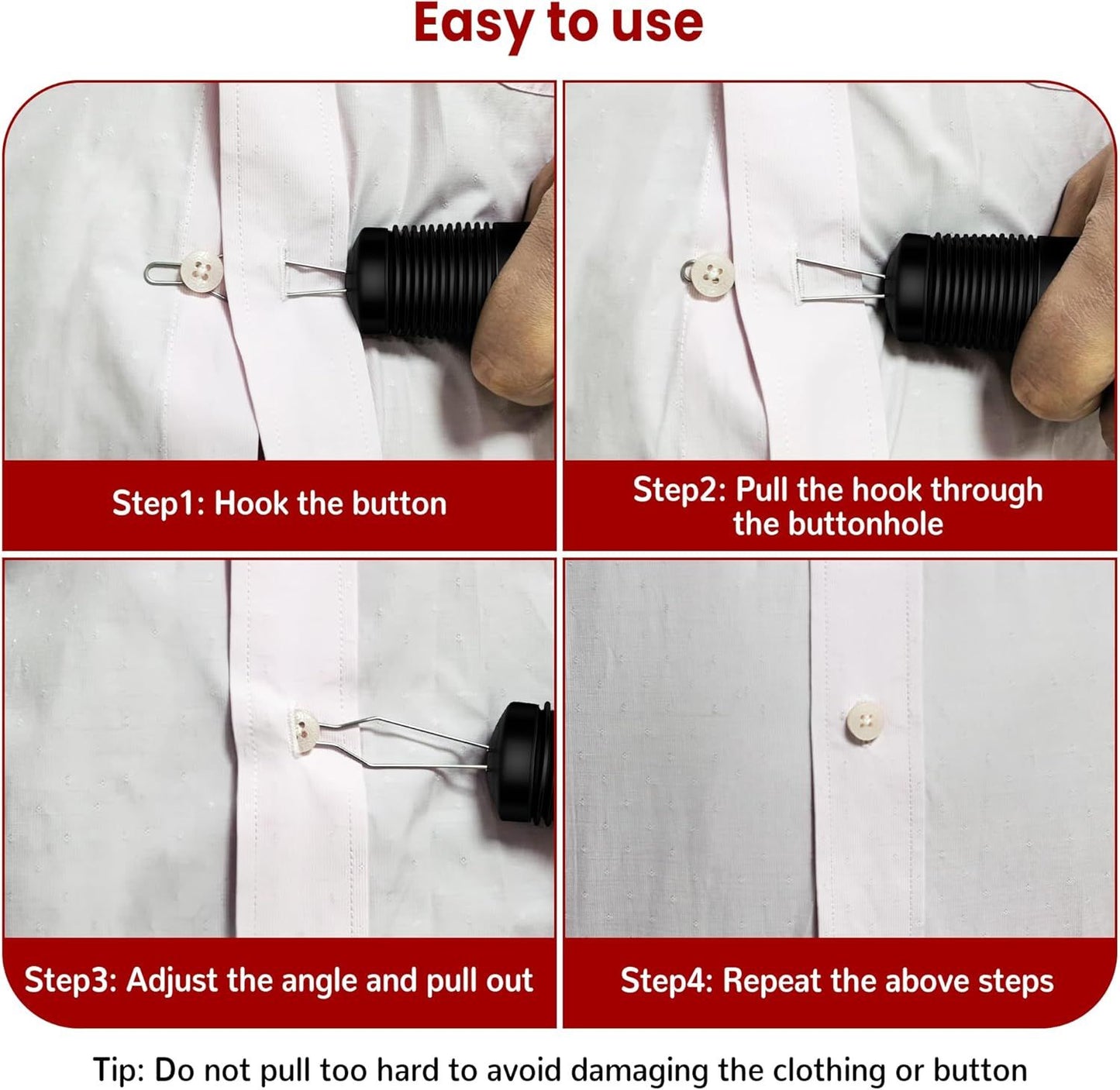 Button Hook & Zipper Pull Aid - Dressing Tool for Seniors & Limited Mobility